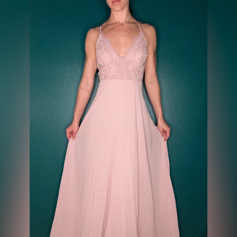 Light Mauve Floor Length Lulu’s Bridesmaid Dress - image 1